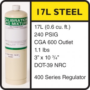25 PPM Carbon Monoxide Calibration Gas in Air - 17L