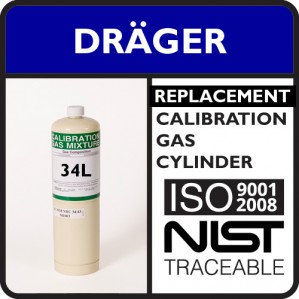 Draeger 4594980 Replacement Calibration Gas - 50 PPM Carbon Monoxide (34 Liter)