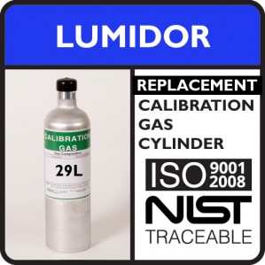 Lumidor GFV243 Replacement - 25 PPM Hydrogen Sulfide, 50 PPM Carbon Monoxide, 50% LEL Methane, 20.9% Oxygen (Air), Balance Nitrogen (29L)