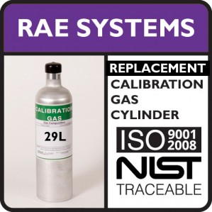 RAE Systems 600-0050-001 Replacement - 25 PPM Hydrogen Sulfide, 50 PPM Carbon Monoxide, 50% LEL Methane, 20.9% Oxygen (Air), Balance Nitrogen (29L)