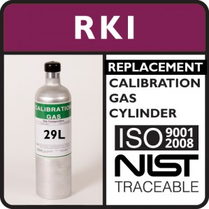 RKI Instruments 81-0155RK-04 Replacement - 25 PPM Hydrogen Sulfide, 50 PPM Carbon Monoxide, 15% LEL Hexane, 12% Oxygen, Balance Nitrogen (29L)
