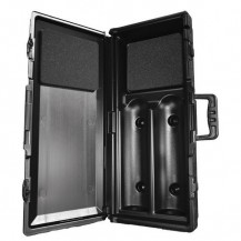 Hard plastic carrying case to hold  two 58L aluminum or 103L steel cylinders.