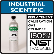 Industrial Scientific 1810-5536 Replacement Gas for Ventix MX4 and iBrid MX6 - 25 PPM H2S, 100 PPM CO, 50% LEL Methane, 19% O2, Balance Nitrogen (29L)